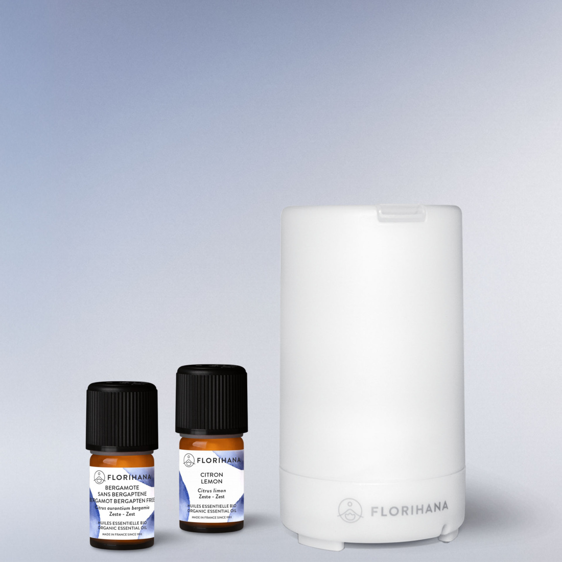 Ultrasonic Diffuser + Bergamot Bergapten Free - 5g + Lemon 5g 